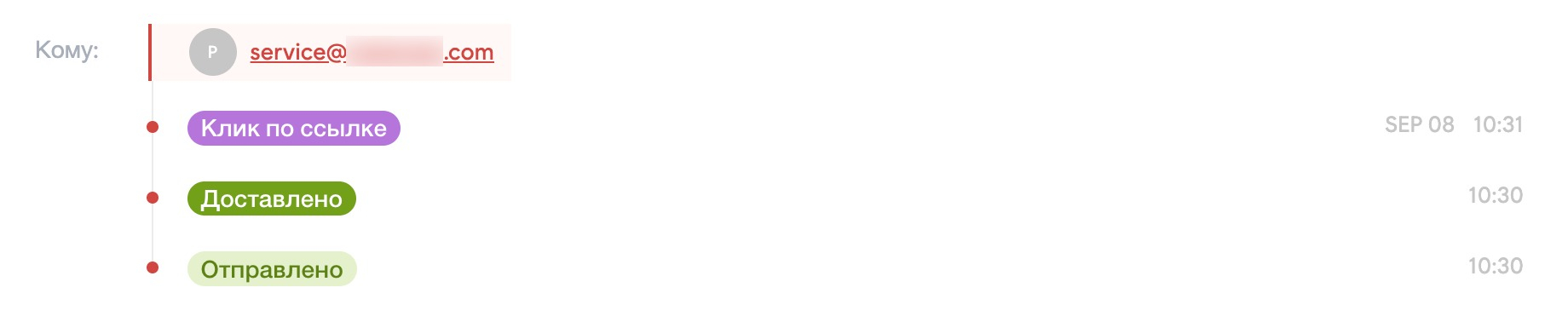 События доставки email