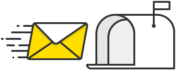 Envelope flying into postbox.